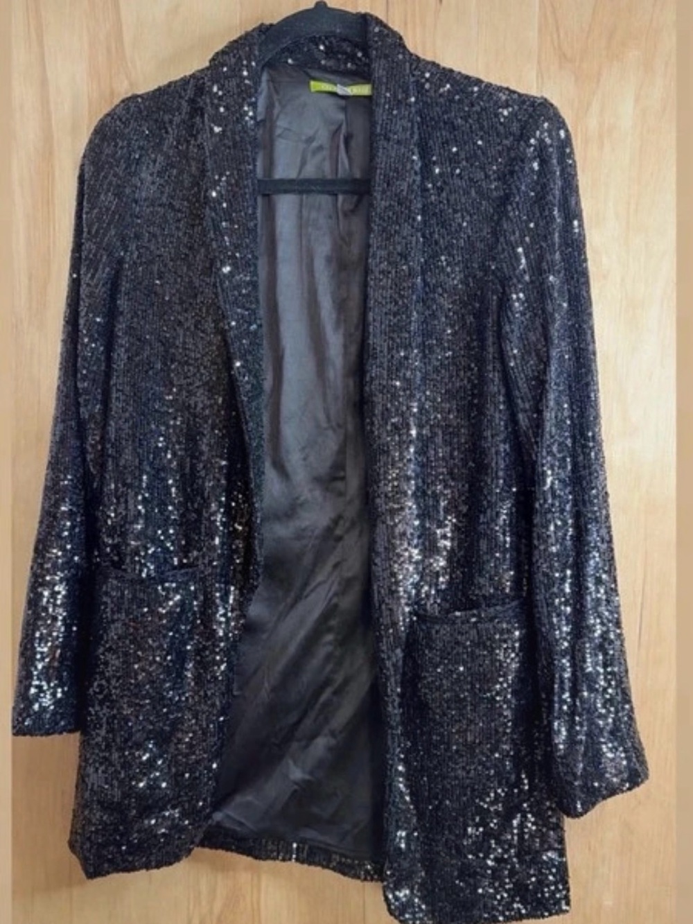 Gianni Bini Black Sequin Open-Front Blazer